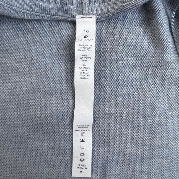 Lululemon Sit In Lotus Merino Wool Cardigan Sweater Heather Starlight Blue - Picture 5 of 14